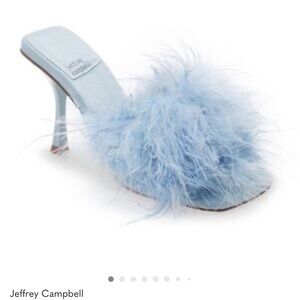 Jeffrey Campbell Capricia Light Blue Feathered Mules- size 9 *LIKE NEW*